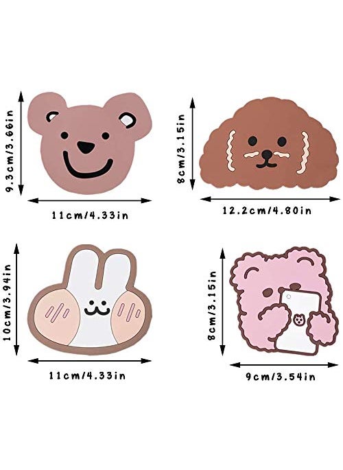 NILKANTH - NILKANTH® - 4 PCS Colorful Cartoon Animal Cup Mat Silicone Rubber Drink Coaster Non-Slip Hot Pads Durable Heat Resistant - Image 1
