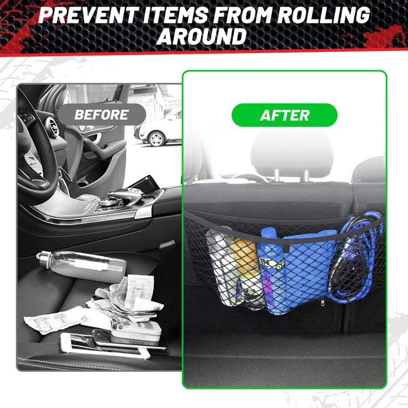 RED WOLF Universal Cargo Net Pocket Elastic Netting Car Mesh Pouch for Trunk RV Boats Home Cargo Storage with Screws and Hooks (21.7'' x 9.8'') - Image 3