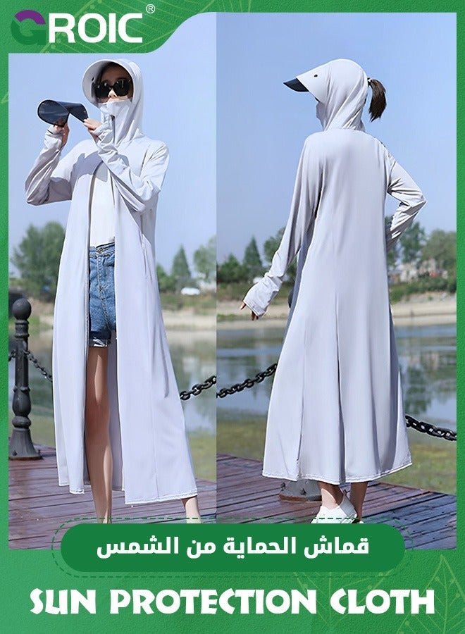 GROIC Sun Protective Jacket,Women's UPF 50+ Swimsuit Cover Up, Lightweight SPF Long Sleeves Protection Beach Summer Dress Hoodie Dress,Long Sleeve Shirt for Hiking Outdoor - Image 1