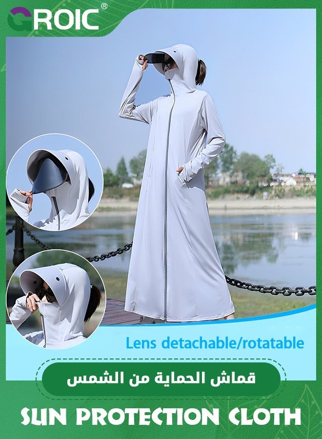 GROIC Sun Protective Jacket,Women's UPF 50+ Swimsuit Cover Up, Lightweight SPF Long Sleeves Protection Beach Summer Dress Hoodie Dress,Long Sleeve Shirt for Hiking Outdoor - Image 2