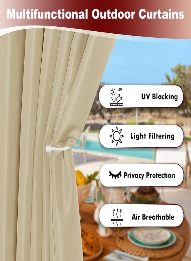 HolidayIdeas Grommet Outdoor Curtains for Patio Waterproof 8 Pcs All Weather Balcony Outside Curtain Drapes for Apartments, Gazebo, Pergolas, Porch, 54x84 Inch, Cream - Image 3