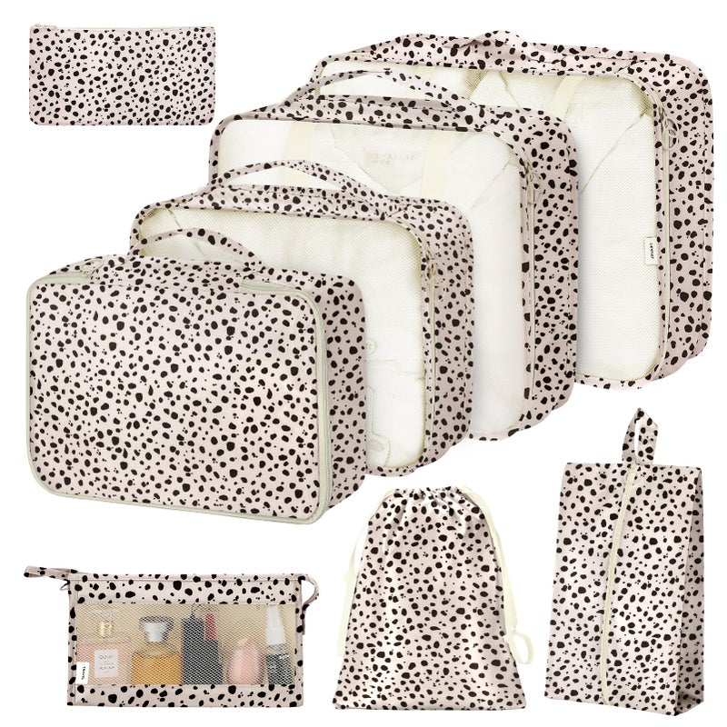 Hatisan 8 Set Packing Cubes for Suitcases, Packing Cube with Shoe, Cosmetics, Clothing, and Accessories Bags Packing Cubes for Travel Luggage Organizer(Leopard) - Image 1