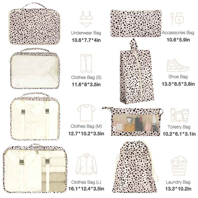 Hatisan 8 Set Packing Cubes for Suitcases, Packing Cube with Shoe, Cosmetics, Clothing, and Accessories Bags Packing Cubes for Travel Luggage Organizer(Leopard) - Image 2