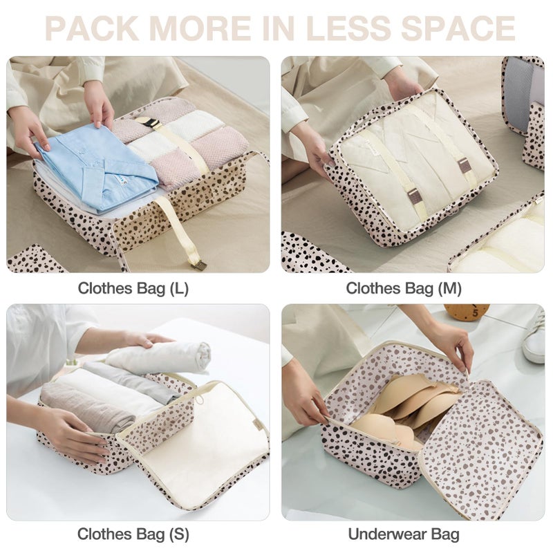 Hatisan 8 Set Packing Cubes for Suitcases, Packing Cube with Shoe, Cosmetics, Clothing, and Accessories Bags Packing Cubes for Travel Luggage Organizer(Leopard) - Image 3