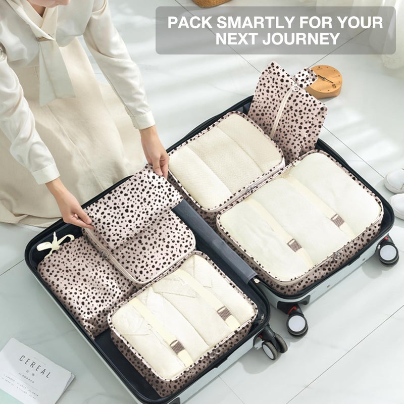 Hatisan 8 Set Packing Cubes for Suitcases, Packing Cube with Shoe, Cosmetics, Clothing, and Accessories Bags Packing Cubes for Travel Luggage Organizer(Leopard) - Image 5