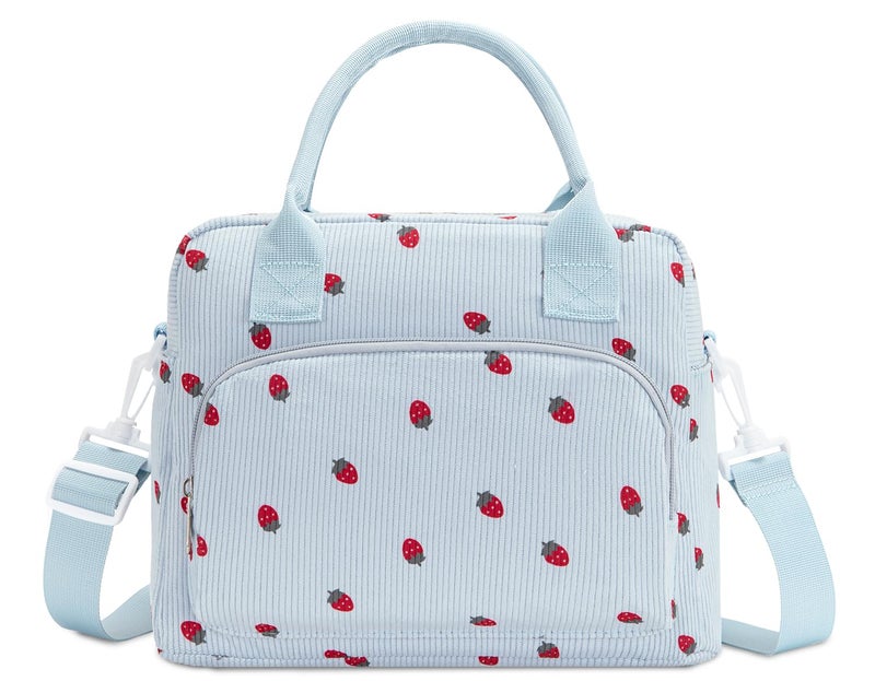 OYLOLA Lunch Bag Women Lunch Box for Women Adult Cute Insulated Lunch Bag Lager Cooler Lunch Tote Bags for Work Picnic (Blue-Strawberry) - Image 1