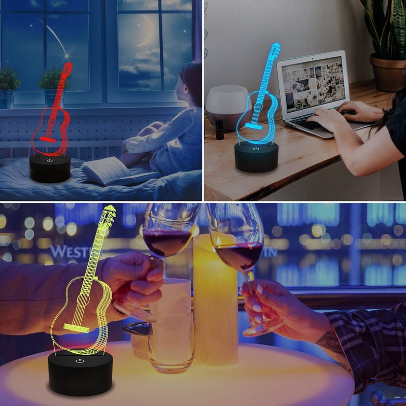 FULLOSUN 3D Night Light Guitar Gifts for Music Lover, 3D Illusion Lamp with Remote Control &16 Colors Changing Amazing Idea Choice for Musical Instrument Shop Home Party Supply Decoration Xmas - Image 4