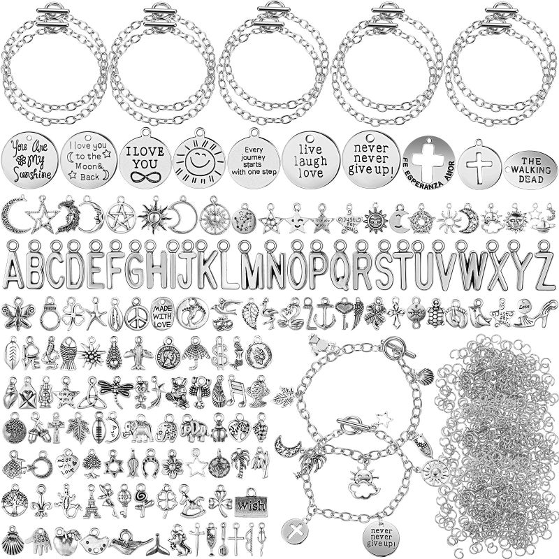 Highergo 469 Pcs Bangles Bracelet Making Kit Link Chain Bracelet Charms with OT Toggle Clasp DIY - Image 1