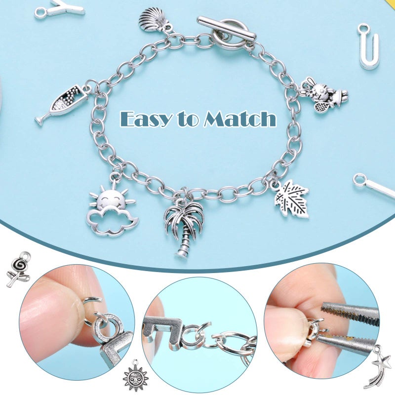 Highergo 469 Pcs Bangles Bracelet Making Kit Link Chain Bracelet Charms with OT Toggle Clasp DIY - Image 3