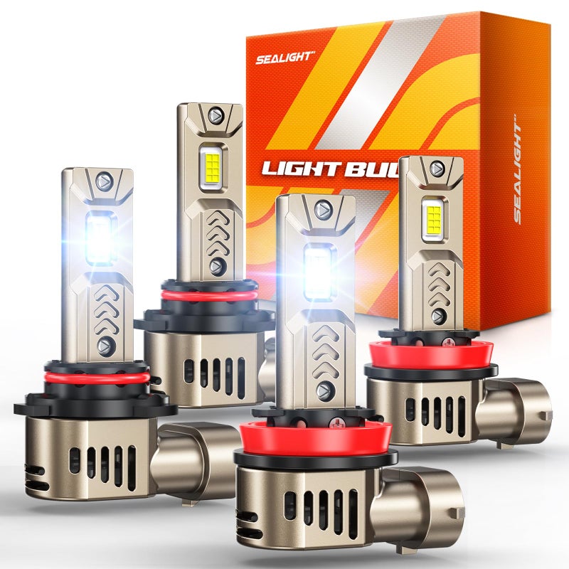 SEALIGHT 9005 H11 LED Combo for Driving Light Bulbs 90000LM Super Bright Bulb 10X Brigher than Origin 6500K White 11 Real Size HB3 H8H9 LED Bulb Plug and Play Pack of 4 - Image 2