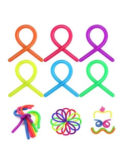 NQOOH Stretchable Monkey Noodles Sensory Fidget Toys Stress Relief and Relaxation for Kids 6 Pieces Set  - Image 1