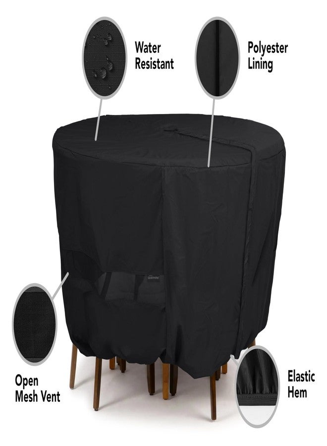 Covermates Classic Round Dining Table Cover - All-Weather Outdoor Table Protection, Water-Resistant Vinyl, Elastic Hem, Mesh Vents, Patio Furniture Cover, 48DIAMETER x 25H, Black - Image 3