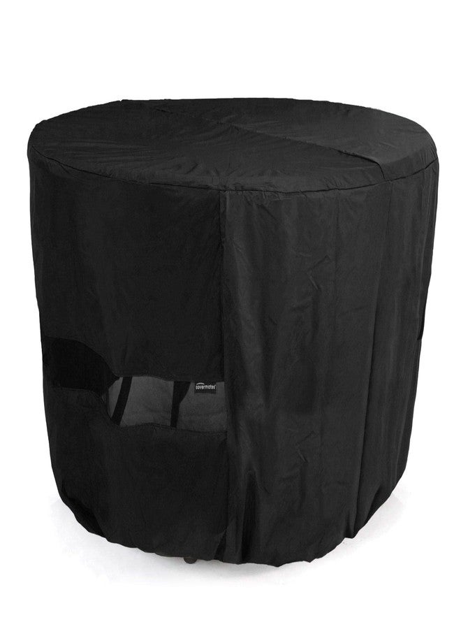Covermates Classic Round Dining Table Cover - All-Weather Outdoor Table Protection, Water-Resistant Vinyl, Elastic Hem, Mesh Vents, Patio Furniture Cover, 48DIAMETER x 25H, Black - Image 1