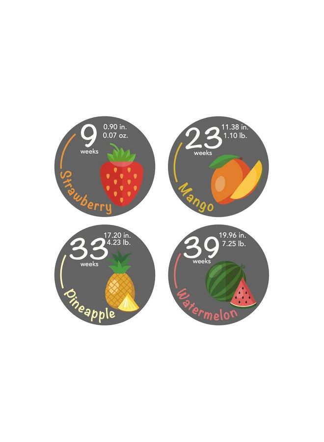 Bebon Bump Stickers 40 Weekly Pregnancy Tracking Stickers Week 5 To 40 + 4 Bonus Stickers Pregnancy Photo Prop Fruit 3.93 Inch  - Image 1