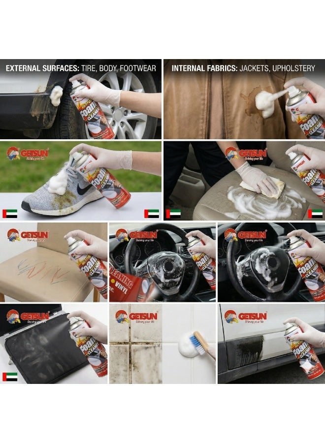 جيتسون بخاخ منظف رغوي متعدد الأغراض 650 مل - تنظيف عميق للأسطح الداخلية والخارجية للسيارة والمنزل - Image 5