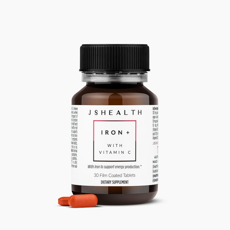 JSHealth مكمل الحديد من JSHealth لدعم الطاقة  أقراص نقص الحديد مع فيتامين C وفيتامين B12  بدون غثيان  30 قرص - Image 2