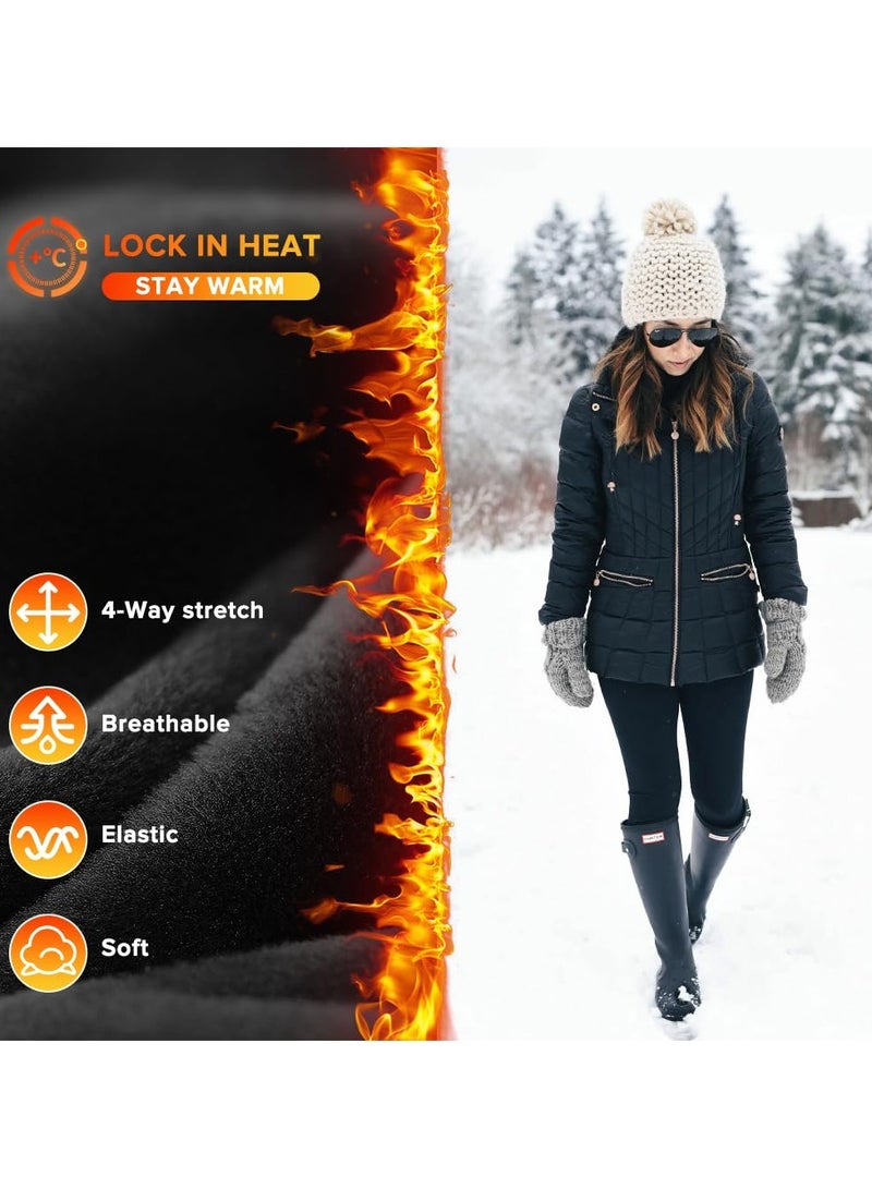 Yakiter Women Winter Fleece Lined Tights High Waist Stretchy Warm Thick Winter Warm Pants（Black） - Image 5