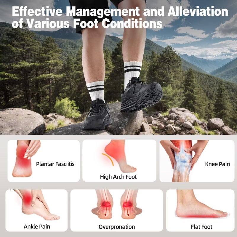 OrthoComfoot Men's Orthopedic Waterproof Running Shoes: Comfortable Plantar Fasciitis Orthotic Arch Support Bunions Recovery Trail Sneakers, Gym Athletic Fit Stylish Standing Walking Shoes Black Size 11 - Image 3