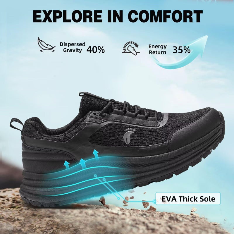 OrthoComfoot Men's Orthopedic Waterproof Running Shoes: Comfortable Plantar Fasciitis Orthotic Arch Support Bunions Recovery Trail Sneakers, Gym Athletic Fit Stylish Standing Walking Shoes Black Size 11 - Image 5
