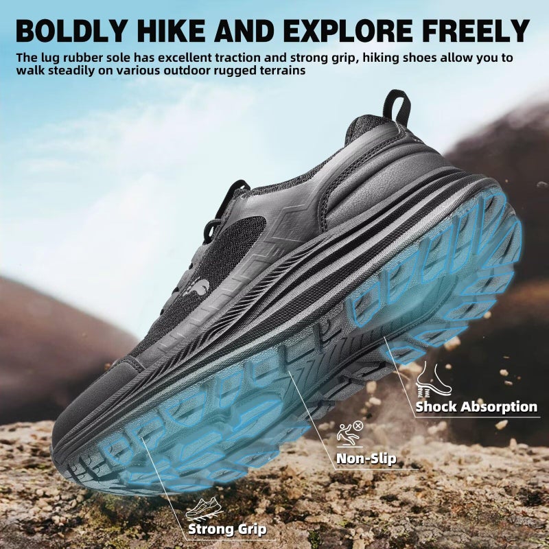 OrthoComfoot Men's Orthopedic Waterproof Running Shoes: Comfortable Plantar Fasciitis Orthotic Arch Support Bunions Recovery Trail Sneakers, Gym Athletic Fit Stylish Standing Walking Shoes Black Size 11 - Image 2