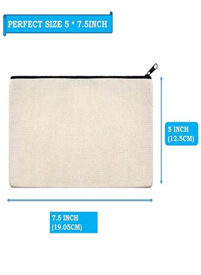 Lify Diy Craft Blank Bag Canvas Makeup Pencil Pouch With Zipper- Multipurpose Pen Pencil Case Cotton Canvas Cosmetic Bag Travel Cosmetic Bag -6 Piece Pack  - Image 3