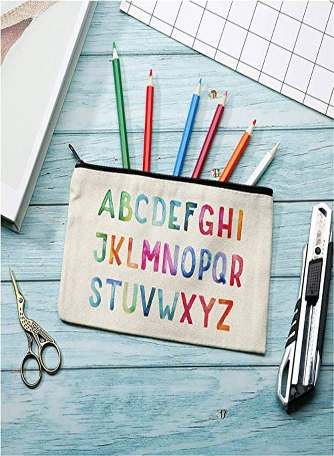 Lify Diy Craft Blank Bag Canvas Makeup Pencil Pouch With Zipper- Multipurpose Pen Pencil Case Cotton Canvas Cosmetic Bag Travel Cosmetic Bag -6 Piece Pack  - Image 4