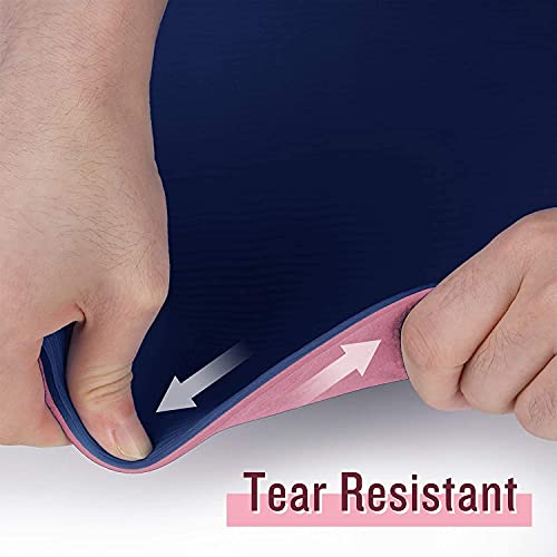 Bodylastics Yoga Mat for Men and Women with Carry Bag TPE 6ft x 2ft x 6mm Large Size Anti Slip & Anti Tear Workout Mat (Pink/Blue) - Image 3
