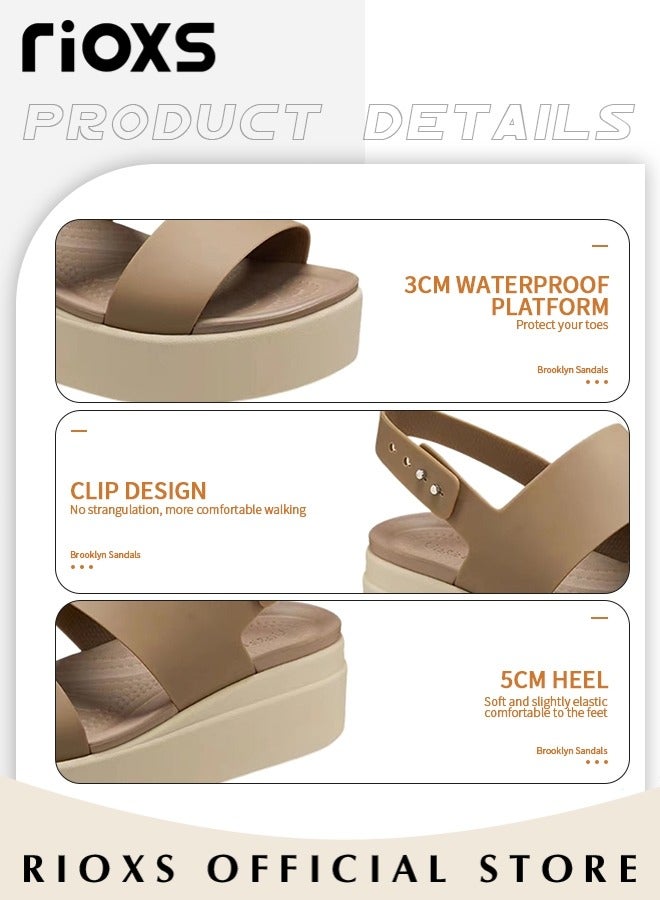 RIOXS Brooklyn Low Wedges Platform Sandals Comfy Open Toe Flats for Casual Beach  - Image 4