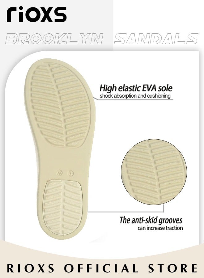 RIOXS Brooklyn Low Wedges Platform Sandals Comfy Open Toe Flats for Casual Beach  - Image 5