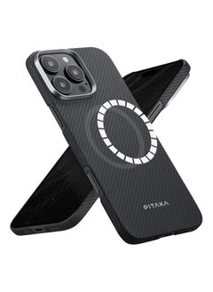 PITAKA pitaka for iPhone 16 Pro Case Compatible with MagSafe, Thin & Light iPhone 16 Pro Case with a Caseless Feel, 600D Aramid Fiber Woven [Ultra Slim Case-Black/Grey (Twill)]  - Image 1