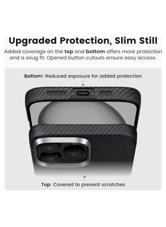 PITAKA pitaka for iPhone 16 Pro Case Compatible with MagSafe, Thin & Light iPhone 16 Pro Case with a Caseless Feel, 600D Aramid Fiber Woven [Ultra Slim Case-Black/Grey (Twill)]  - Image 5