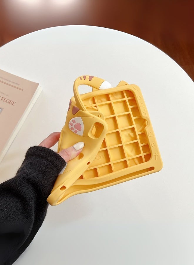 Redmi Pad Se 11 Inch Cover Fall-Resistant, Tablet Cover For Kids With Cute Cat Shape, Redmi Pad Se Cover With 3-In-1 Multi Grip (Handle/Stand/Pen Tray), Free School Bag Strap Anti-Glare Screen Protector Kids Stylus Designed For Children-Orange Yellow - Image 3