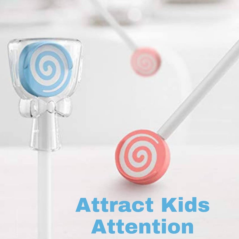 Adore منظف لسان يدوي للأطفال من أدور مع علبة أمان وتصميم حلوى (متعدد الألوان، عبوة من 5) - Image 4