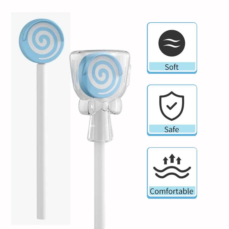 Adore منظف لسان يدوي للأطفال من أدور مع علبة أمان وتصميم حلوى (متعدد الألوان، عبوة من 5) - Image 3