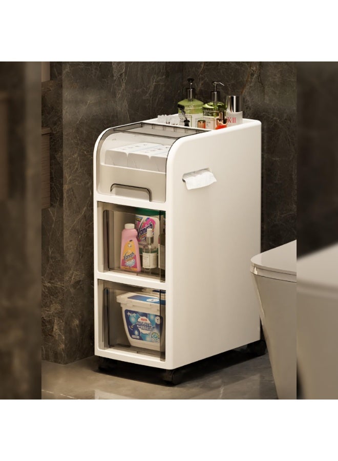 فلاي رود خزانة تخزين حمام ضيقة، خزانة أرضية حمام، قابلة للتحرك ولا تتطلب تركيبًا، مثالية لغرف الغسيل ذات المساحات الصغيرة، ومناطق المراحيض، وفجوات غرفة المعيشة - Image 1