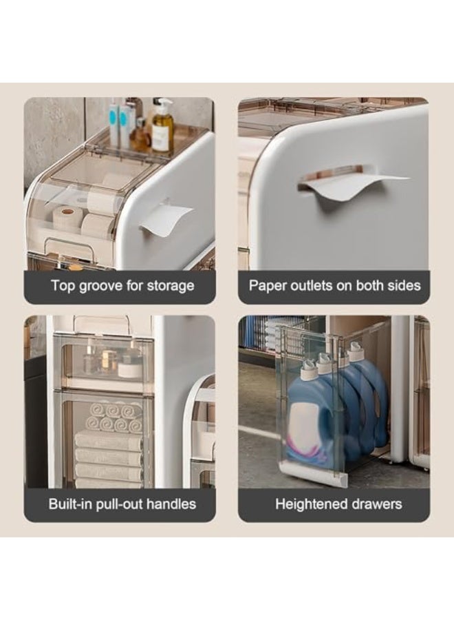 فلاي رود خزانة تخزين حمام ضيقة، خزانة أرضية حمام، قابلة للتحرك ولا تتطلب تركيبًا، مثالية لغرف الغسيل ذات المساحات الصغيرة، ومناطق المراحيض، وفجوات غرفة المعيشة - Image 3