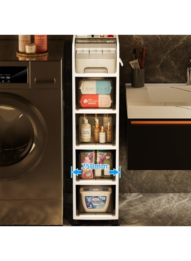 فلاي رود خزانة تخزين حمام ضيقة، خزانة أرضية حمام، قابلة للتحرك ولا تتطلب تركيبًا، مثالية لغرف الغسيل ذات المساحات الصغيرة، ومناطق المراحيض، وفجوات غرفة المعيشة - Image 5