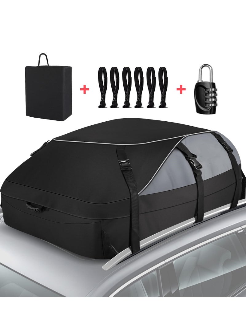 فلاشهوك حقيبة حمل البضائع على سطح السيارة وحقيبة تنظيم السيارة والسفر 25 قدم مكعب 130*100*43 سم، أسود - Image 1