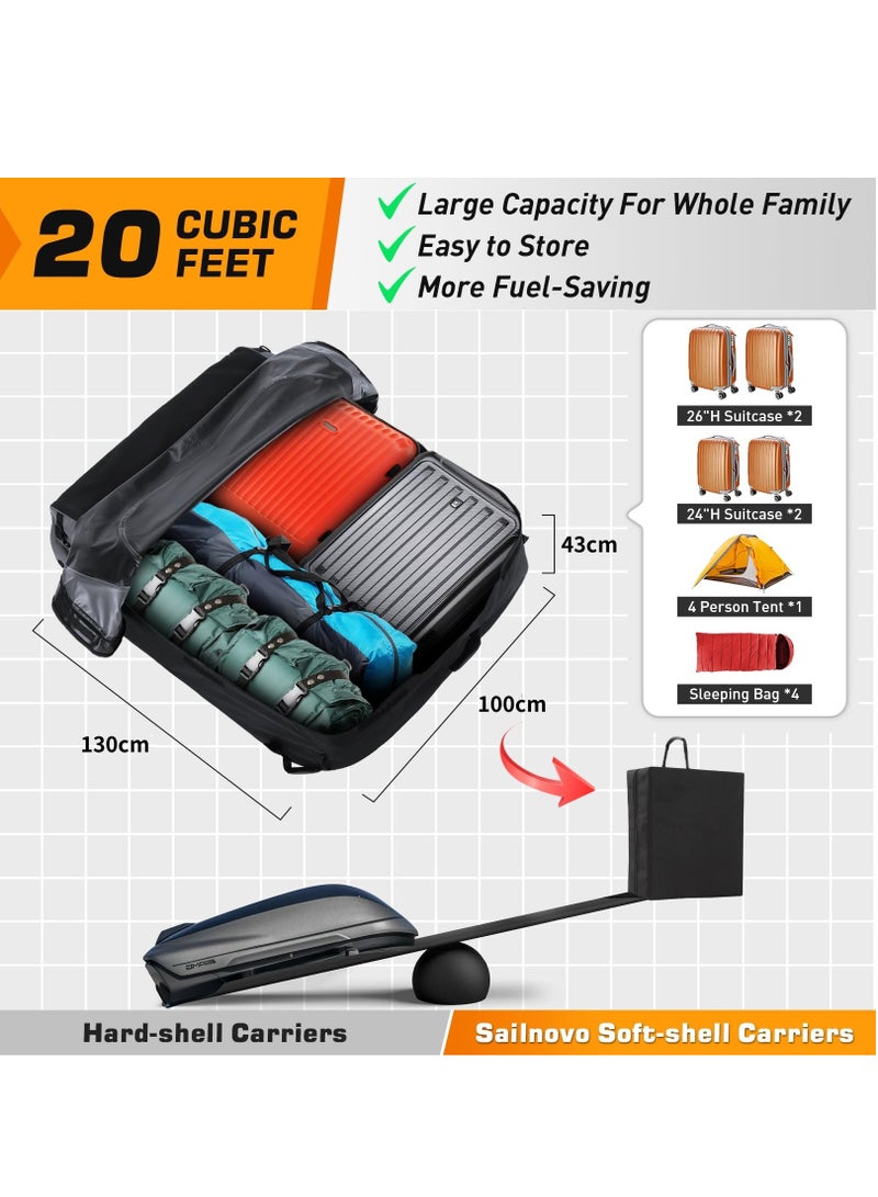 فلاشهوك حقيبة حمل البضائع على سطح السيارة وحقيبة تنظيم السيارة والسفر 25 قدم مكعب 130*100*43 سم، أسود - Image 2