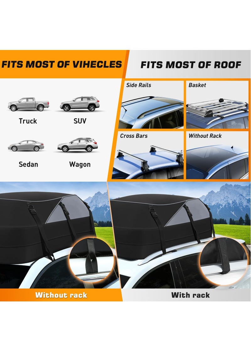 فلاشهوك حقيبة حمل البضائع على سطح السيارة وحقيبة تنظيم السيارة والسفر 25 قدم مكعب 130*100*43 سم، أسود - Image 3