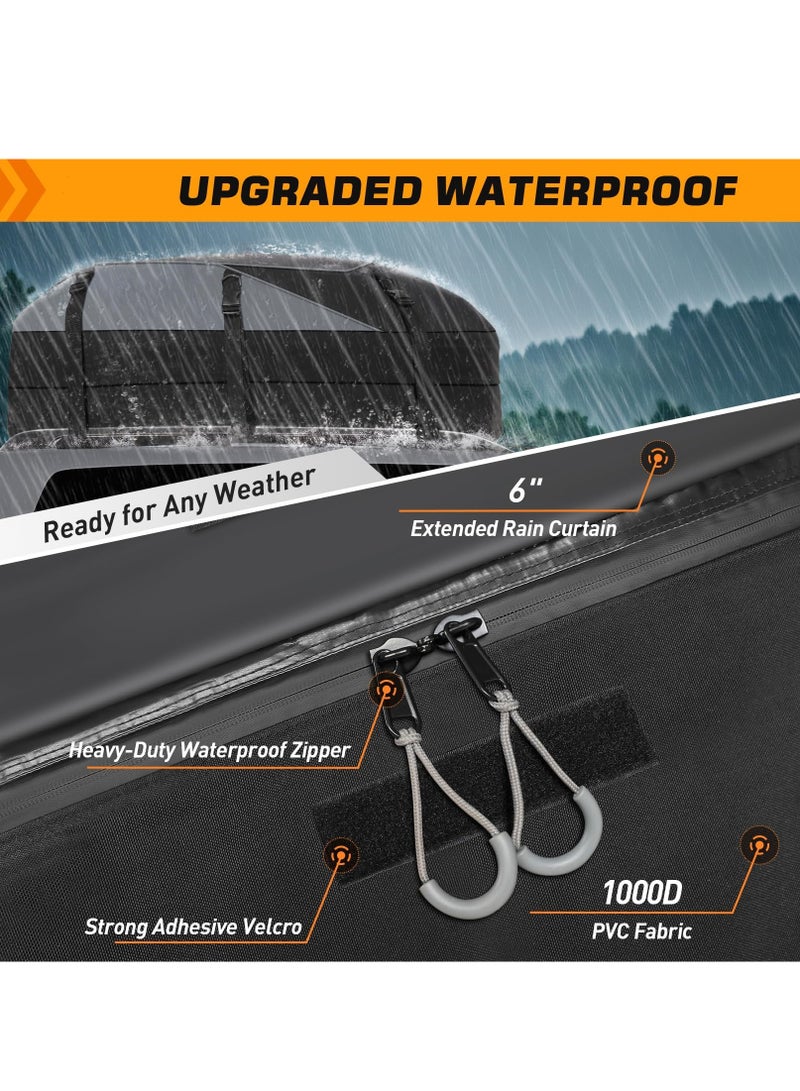 فلاشهوك حقيبة حمل البضائع على سطح السيارة وحقيبة تنظيم السيارة والسفر 25 قدم مكعب 130*100*43 سم، أسود - Image 4