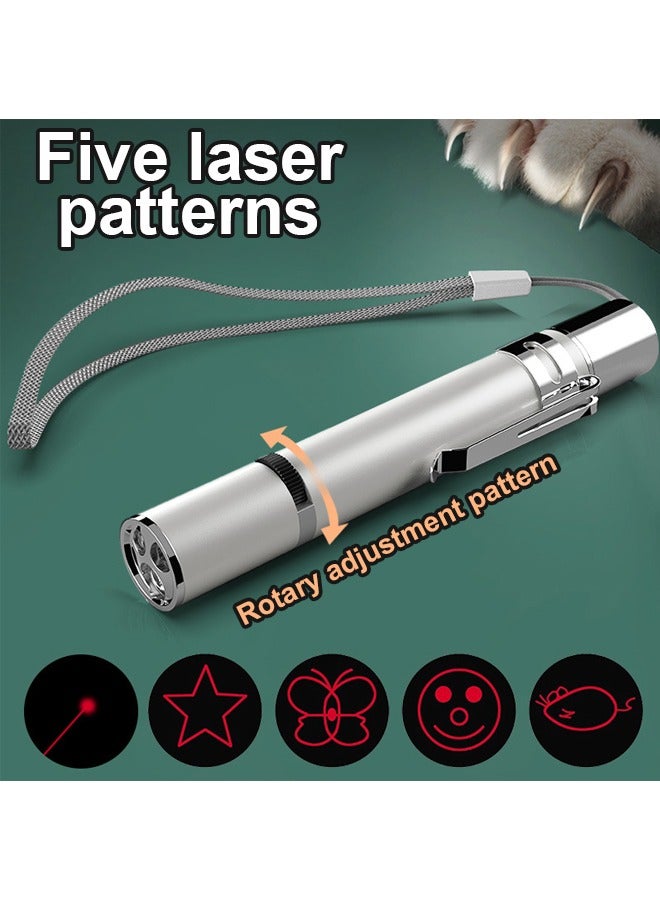 ZCM-HAPPY Cat Laser Toy, Red Dot LED Light Pointer Interactive Toys Indoor Cats DogsLaser, Long Range 5 Modes Laser Projection Playpen for Kitten Outdoor Pet Chaser Tease Stick Training Exercise,USB - Image 4