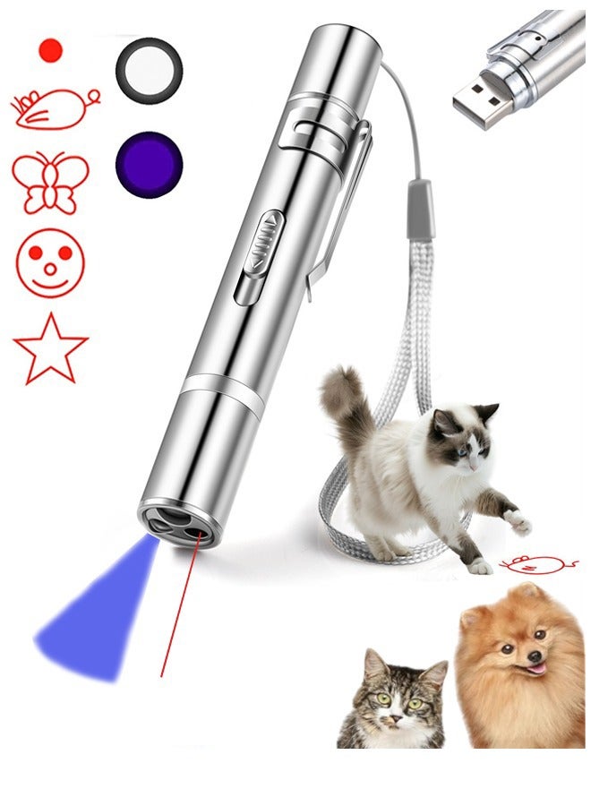 ZCM-HAPPY Cat Laser Toy, Red Dot LED Light Pointer Interactive Toys Indoor Cats DogsLaser, Long Range 5 Modes Laser Projection Playpen for Kitten Outdoor Pet Chaser Tease Stick Training Exercise,USB - Image 1