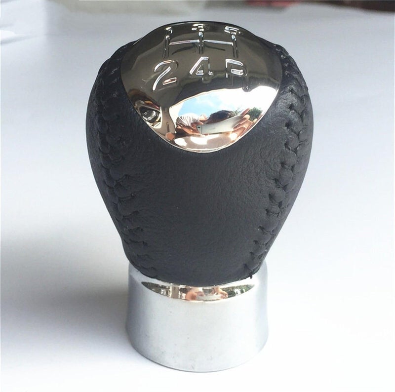 Vuzmode 5 Speed Leather Chrome Gear Shift Knob for Mazda - Image 1