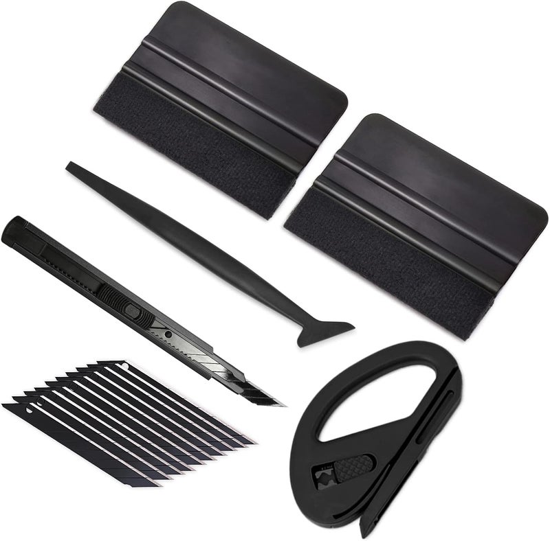 Gomake Vehicle Vinyl Wrap Window Tint Film Tool Kit Include 4 Inch Felt Squeegee, Retractable 9mm Utility Knife and Blades, Zippy Vinyl Cutter and Mini Go Corner Squeegee for Car Wrapping (5 Tools) - Image 1