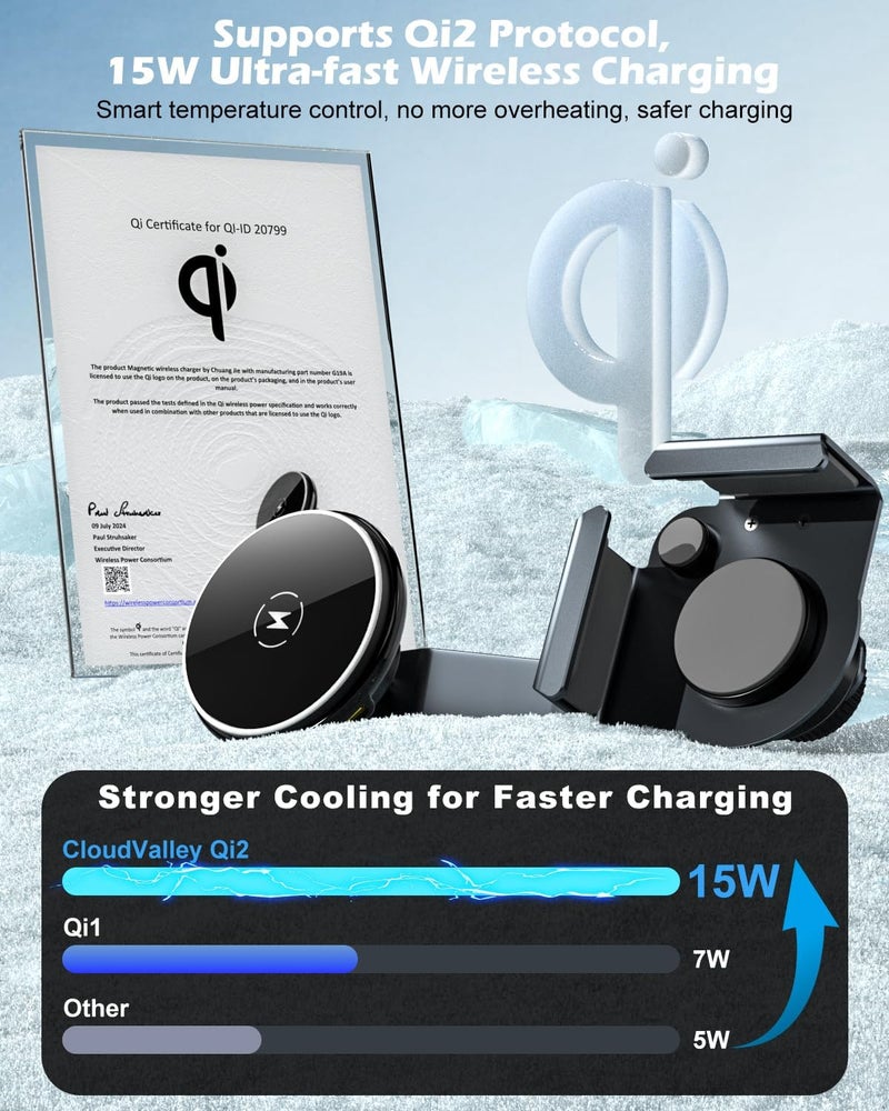 CloudValley 15W Wireless Charger Phone Mount for Tesla Model Y/3,ã€Extendable Metal Holderã€‘ Compatible with iPhone MagSafe, Magnetic Adjustable Car Holder for Tesla Model 3 Highland/Y Juniper - Image 4