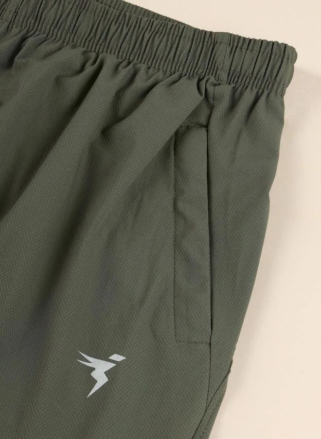 Technosport Technosport Men Plain Green Shorts with Zip Pocket
