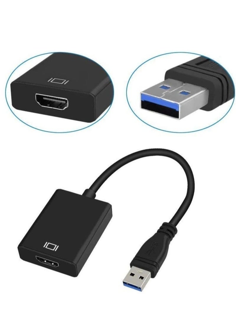 Generic - USB 3.0 to HDMI Adapter for Monitor Mac Windows 11 10 8 HDMI USB Converter for Laptop MacBook pro USB3 HDMI Cable Multiple Monitors for Desktop PC TV - Image 1