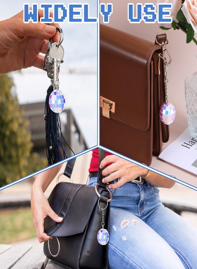 جريفوسيا سلسلة مفاتيح على شكل كرة ديسكو من جريفوسيا، 10 قطع من سلاسل مفاتيح كرات الديسكو الصغيرة، حلقات مفاتيح بالجملة، كرات ديسكو ملونة، هدايا حفلات للهالوين، الكريسماس، ديكورات حفلات الديسكو في السبعينيات والثمانينيات والتسعينيات - Image 5