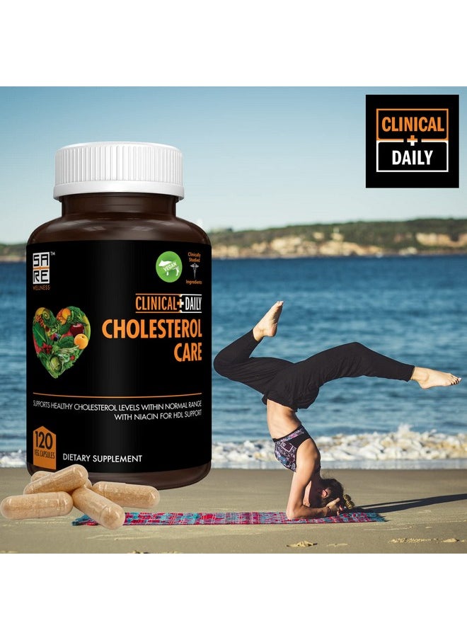 Clinical Daily - Cholesterol Care Supplement. Vegan Cholesterol And Triglyceride Supplements. Plant Sterols Supplements Cholesterol Support With Guggul Garlic Niacin. 120 Capsules - Image 1